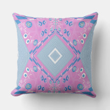 Bohemian Chintz Illustratie Roze Blauw Wit