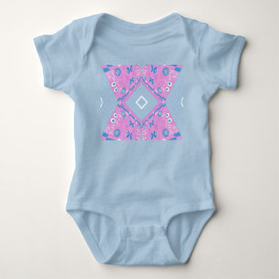 Bohemian Chintz Illustratie Roze Blauw Wit Romper
