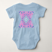 Bohemian Chintz Illustratie Roze Blauw Wit Romper (Achterkant)