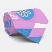 Bohemian Chintz Illustratie Roze Blauw Wit Stropdas (Opgerold)