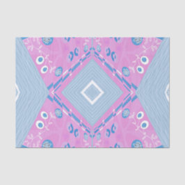Bohemian Chintz Illustratie Roze Blauw Wit Tissuepapier