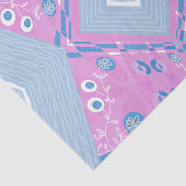 Bohemian Chintz Illustratie Roze Blauw Wit Tissuepapier (Detail)