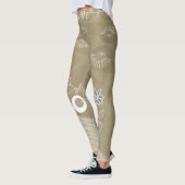 Bohemian Chintz Illustratie Stoffig Neutraal Bruin Leggings (Links)