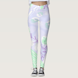 Bohemian Chintz illustratiepastel Paarse groen Leggings
