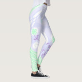 Bohemian Chintz illustratiepastel Paarse groen Leggings (Rechts)