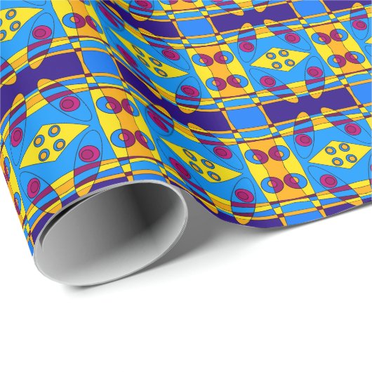 Bohemian Chintz Yellow Cyan Magenta Oranje Cadeaupapier (Rol Hoek)