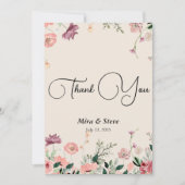 Bohemian chique bloemenbruiloft bedankje bedankkaart (Voorkant)