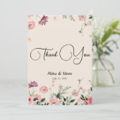Bohemian chique bloemenbruiloft bedankje bedankkaart (Staand voorkant)