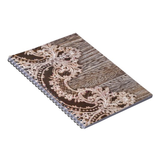 Bohemian chique western land hout bloemenkant notitieboek (Rechterzijde)