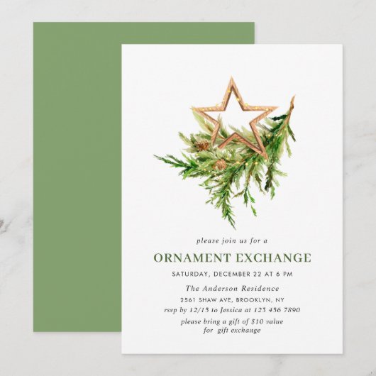 Bohemian Christmas Ornament Exchange Party Kaart (Voorkant / Achterkant)