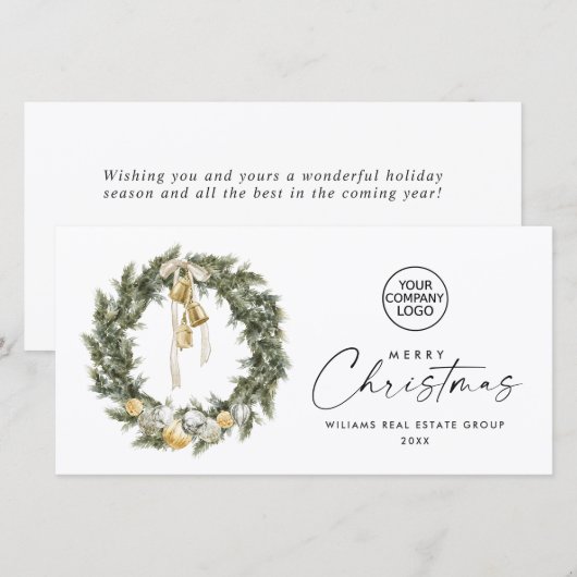 Bohemian Christmas Wreath Corporate Groet Feestdagenkaart (Voorkant / Achterkant)