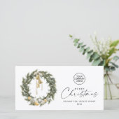 Bohemian Christmas Wreath Corporate Groet Feestdagenkaart (Staand voorkant)