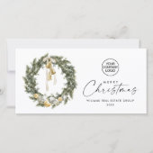 Bohemian Christmas Wreath Corporate Groet Feestdagenkaart (Voorkant)