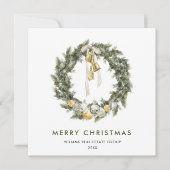 Bohemian Christmas Wreath Corporate Groet Feestdagenkaart (Voorkant)