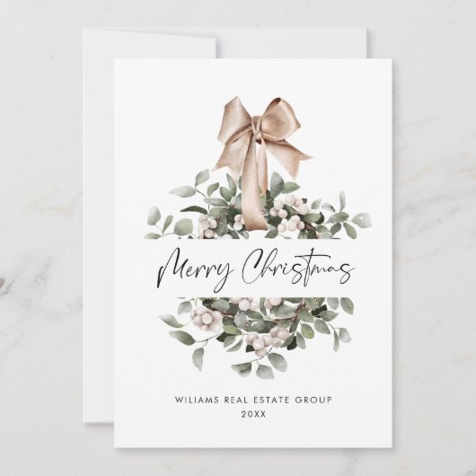 Bohemian Christmas Wreath Corporate Groet Feestdagenkaart (Voorkant)