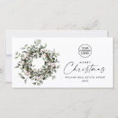 Bohemian Christmas Wreath Corporate Groet Feestdagenkaart (Voorkant)