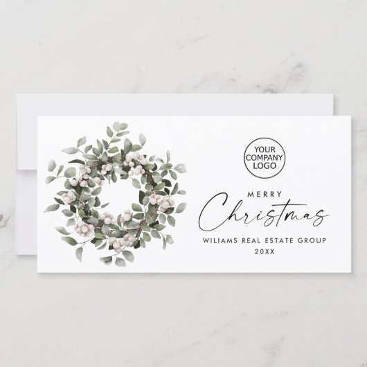 Bohemian Christmas Wreath Corporate Groet Feestdagenkaart (Voorkant)