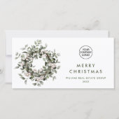 Bohemian Christmas Wreath Corporate Groet Feestdagenkaart (Voorkant)