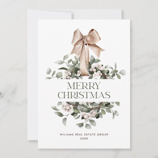 Bohemian Christmas Wreath Corporate Groet Feestdagenkaart (Voorkant)