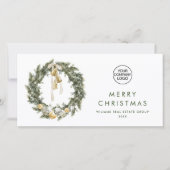 Bohemian Christmas Wreath Corporate Groet Feestdagenkaart (Voorkant)