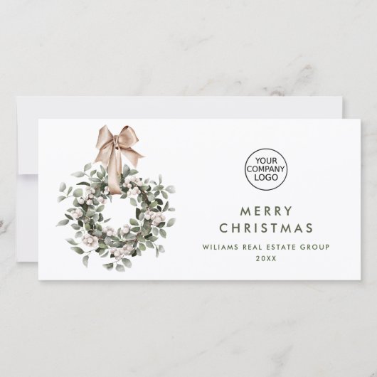 Bohemian Christmas Wreath Corporate Groet Feestdagenkaart (Voorkant)