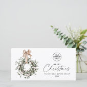 Bohemian Christmas Wreath Corporate Groet Feestdagenkaart (Staand voorkant)