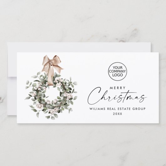 Bohemian Christmas Wreath Corporate Groet Feestdagenkaart (Voorkant)