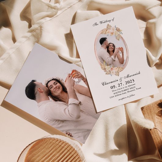 Bohemian Circle Boarder 2 Foto Bruiloft Kaart