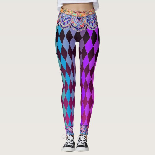 Bohemian Circus Magenta Jester Leggings (Voorkant)