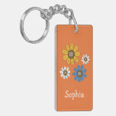 Bohemian Colorful Flowers Eigen naam Sleutelhanger (Voorkant Links)