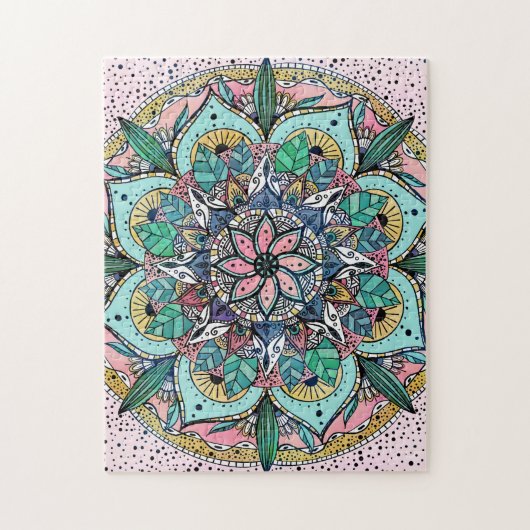 Bohemian Colorful Waterverf Floral Mandala Legpuzzel (Verticaal)