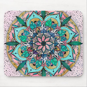 Bohemian Colorful Waterverf Floral Mandala Muismat