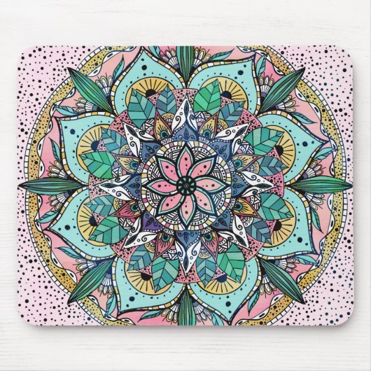 Bohemian Colorful Waterverf Floral Mandala Muismat (Voorkant)