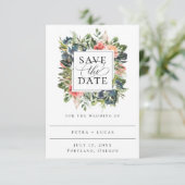 Bohemian Coral Floral Lijst Save the Date Aankondiging (Staand voorkant)