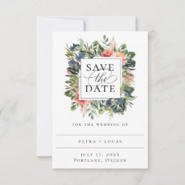 Bohemian Coral Floral Lijst Save the Date Aankondiging