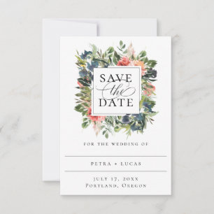 Bohemian Coral Floral Lijst Save the Date Aankondiging