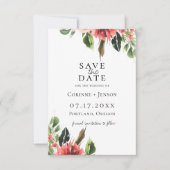 Bohemian Coral Floral Save the Date Aankondiging (Voorkant)