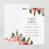 Bohemian Coral Floral Save the Date Aankondiging (Voorkant / Achterkant)