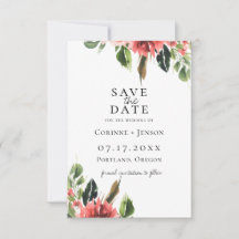 Bohemian Coral Floral Save the Date