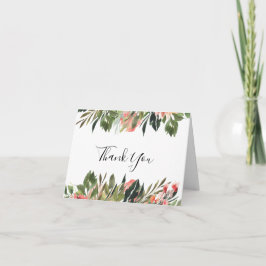 Bohemian Coral Floral trouwfoto dank u kaart