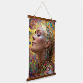 Bohemian Cosmic Goddess Art Tapestry Hangend Wandkleed (Gebogen)