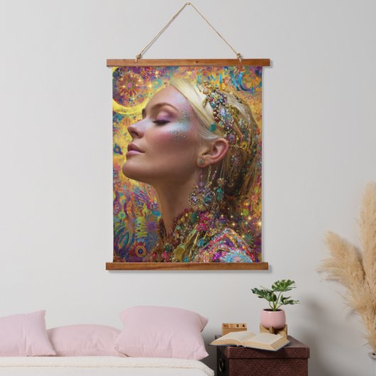 Bohemian Cosmic Goddess Art Tapestry Hangend Wandkleed (Slaapkamer)