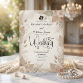 Bohemian Cream Chic Floral Rustic Wedding Kaart