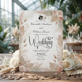 Bohemian Cream Chic Floral Rustic Wedding Kaart