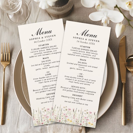 Bohemian Cream Floral Wedding Programmakaart