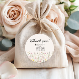 Bohemian Cream Floral Wedding  Ronde Sticker