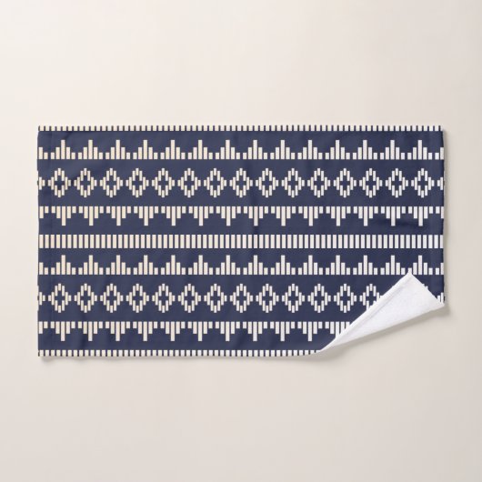 Bohemian Cream Geometric & Navy Bad Handdoek (Handdoek)