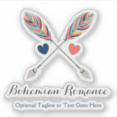 Bohemian Crossed Arrows & Hearts Naam Logo Sticker (Voorkant)