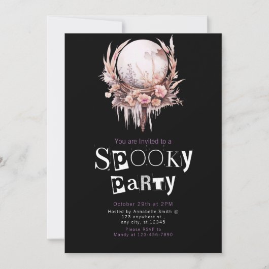 Bohemian Crystal Ball Heks Magick Halloween Party Kaart (Voorkant)