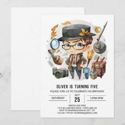 Bohemian Custom Detective Verjaardag Kaart (Voorkant / Achterkant)